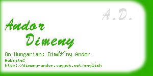 andor dimeny business card